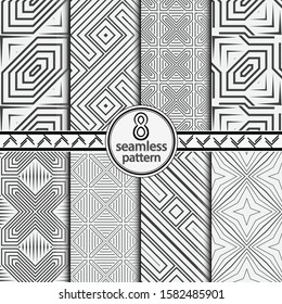 Seamless vector patterns. Abstract textured background with regular repetition of angular shapes, rombs, line. Lattice design widget.