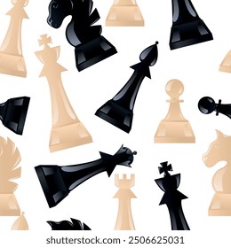 Seamless vector patterns with chess. Board games concept. Element for your design. For wrapping paper, prints, etc.