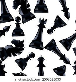 Seamless vector patterns with chess. Board games concept. Element for your design. For wrapping paper, prints, etc.