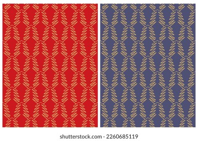 Seamless Vector Patterns with Christmas Trees isolated on a Red and Dark Blue Background. Christmas Repeatable Print ideal for Wrapping Paper, Textile. Cute Woodland Pattern with Hand Drawn Trees.