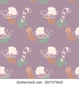 Seamless vector patterns.  Funny cats talking meow . 