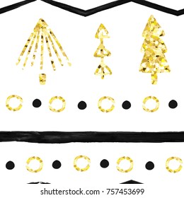 Seamless vector patterns. Golden Christmas