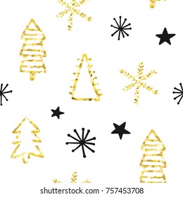 Seamless vector patterns. Golden Christmas