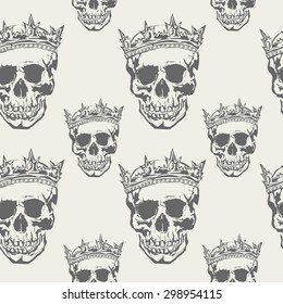 Seamless Vector Patterns With Grunge  Human Skulls