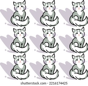 Seamless vector patterns made of funny minimalist kittens