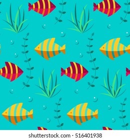 Seamless vector patterns with nautical elements wave collection paper. 