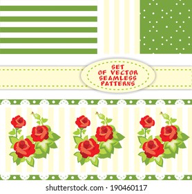  seamless vector patterns red roses set