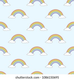Seamless Vector Patternwith colorful rainbows. Vector background