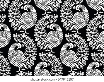 Seamless vector peacock pattern