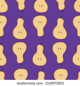 Seamless vector pear pattern. Cute background. Summer fruits illustration.
