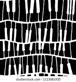 Seamless vector piano pattern in black and white for wrapping, craft, textile, ceramic