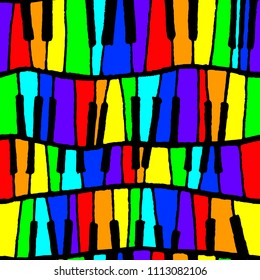 Seamless vector piano pattern in rainbow tones for wrapping, craft, textile, ceramic