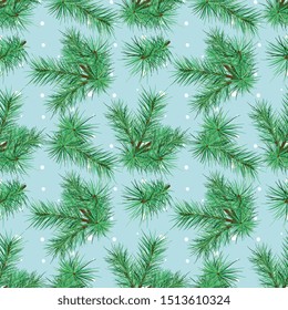 Seamless Vector Pine Twigs Pattern