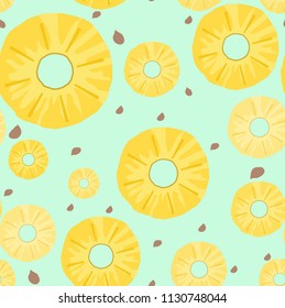 Seamless Vector pineapple background. Exotic tropical fruit. Summer fruits for healthy lifestyle. Pineapple fruit. Vector illustration. Pineapple illustration, typography, t-shirt graphics, vectors.