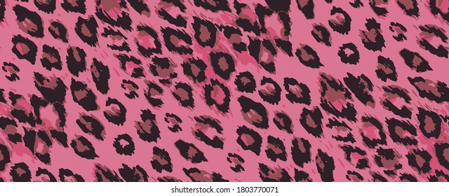 Seamless vector pink animal print. Leopard pattern for fabric, textile, wrapping etc.