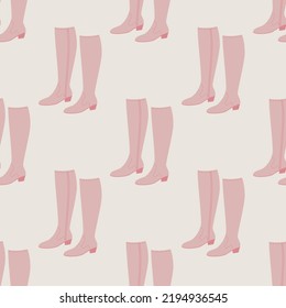 Seamless vector pink boots pattern. Stylish shoes fashion element background for fabric, textile, cover etc.