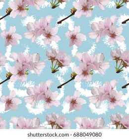 Seamless Vector Pink Cherry Pattern