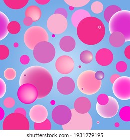 Seamless vector pink circle round blur geometric pattern on a blue background 
