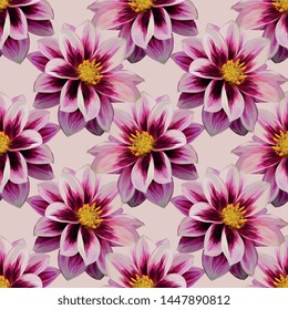 Seamless Vector Pink Dahlias Pattern