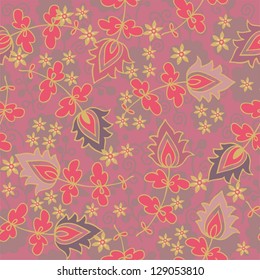 Seamless vector pink - golden vector floral fabric design