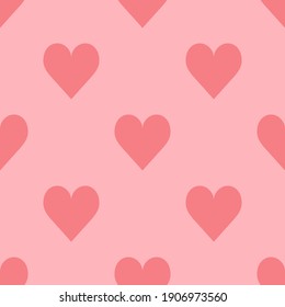 Seamless vector pink heart pattern. Valentine's day background. For fabric, textile, wrapping, cover etc. 10 eps. Geometric repeat love hearts pattern.