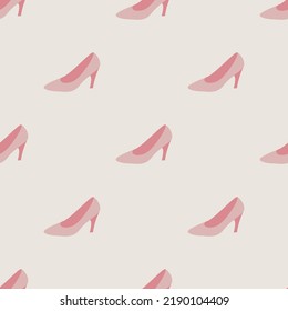 Seamless vector pink high heels pattern. Stylish shoes fashion element background for fabric, textile, cover etc.