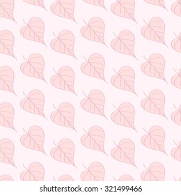 Seamless vector pink leaf pattern.