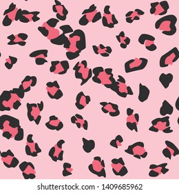 Seamless vector pink leopard pattern.  Trendy stylish wild gepard, leopard print. Animal print background for fabric, textile, design, advertising banner.