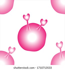 Nahtlose Vektorillustration von rosafarbenem Liebesvirus, virusähnliche Form auf dem Hintergrund, um Zeichentrickcharakter zu machen, süßes, schönes Gefühl-Virus, um Spannung zu freisetzen oder in schlechter Lage positive Energie aufzubauen