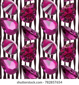 Seamless Vector Pink Luxury Gems Pattern