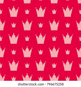 Seamless vector pink pattern crown