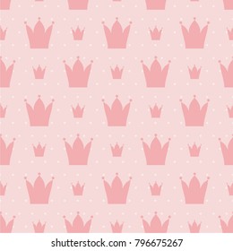 Seamless vector pink pattern crown