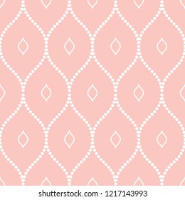 Seamless vector pink and white wavy dotted ornament. Modern background. Geometric modern pattern