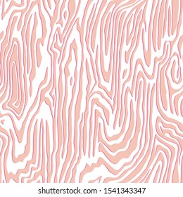 Seamless vector pink and white wavy lines pattern. Stylish outline wood texture. Abstract background for fabric, textile, design, advertising banner, cover etc. 10 eps design.