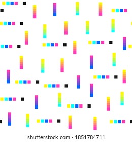 Seamless vector pixel abstract lines and squares pattern. Multicolor gradient glitch background. 10 eps design. For cover, wrapping, web, banner etc.