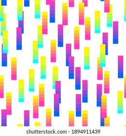 Seamless vector pixel abstract lines and squares pattern. Multicolor gradient glitch background. 10 eps design. For cover, wrapping, web, banner etc.