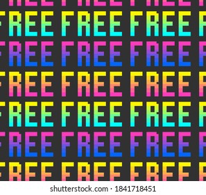 Seamless vector pixel free signs pattern. Multicolor rainbow repeat signs on white background. 10 eps design.