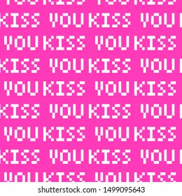 Seamless vector pixel kiss sign pattern.  Stylish background for fabric, textile, cover, wrapping, wallpaper, web etc. 10 eps design.