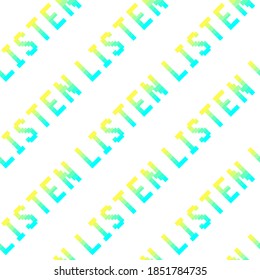 Seamless vector pixel listen signs pattern. Multicolor rainbow  Valentine's day background. 10 eps design.