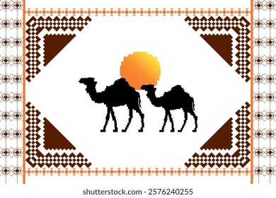 Seamless vector pixel pattern for fabric or printing.