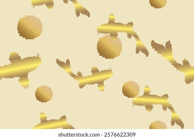 Seamless vector pixel pattern for fabric or printing, Koi fish.