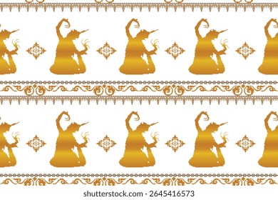 Vetor Pixel Pattern de Manorah Dance. O tradicional desempenho popular do sul da Tailândia inspirou o design têxtil.