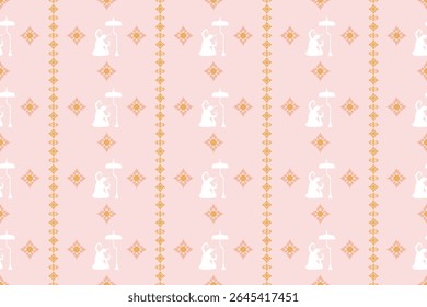 Vetor Pixel Pattern de Manorah Dance. O tradicional desempenho popular do sul da Tailândia inspirou o design têxtil.