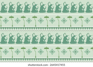 Vetor Pixel Pattern de Manorah Dance. O tradicional desempenho popular do sul da Tailândia inspirou o design têxtil.