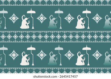 Vetor Pixel Pattern de Manorah Dance. O tradicional desempenho popular do sul da Tailândia inspirou o design têxtil.