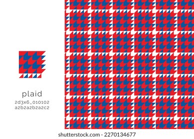 Seamless vector plaid graphic pattern in blue, red and white for scarf, tablecloth, wrapping,  clothing, textile, shirt, blanket, throw.