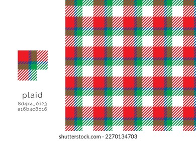 Seamless vector plaid graphic pattern in blue, green, red and white for scarf, tablecloth, wrapping,  clothing, textile, shirt, blanket, throw.