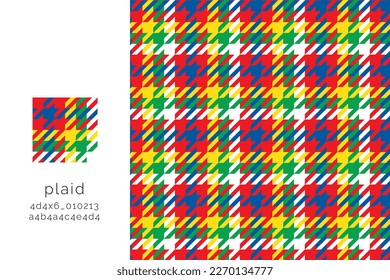 Seamless vector plaid graphic pattern in blue, green, yellow, red and white for scarf, tablecloth, wrapping,  clothing, textile, shirt, blanket, throw.