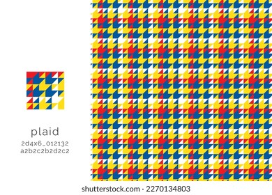 Seamless vector plaid graphic pattern in blue, yellow, red and white for scarf, tablecloth, wrapping,  clothing, textile, shirt, blanket, throw.