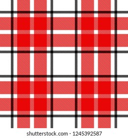 Seamless vector plaid, tartan, check pattern black, white and red. Design for wallpaper, fabric, textile, wrapping. Simple background